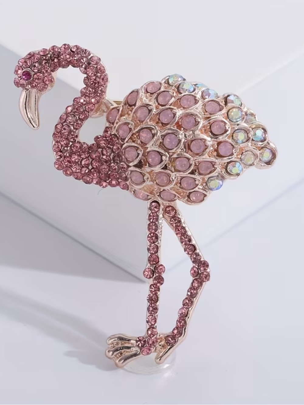 Pink Crystal Flamingo Brooch, Pink Flamingo Brooch, Flamingo Jewelry